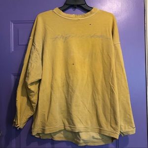 hyper color vintage distressed yellow sweater